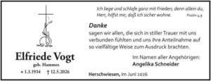 RHA 24/26 Trauerdanksagung Elfriede Vogt