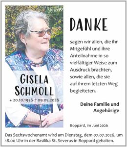 RHA 25/26 Trauerdanksagung Gisela Schmoll