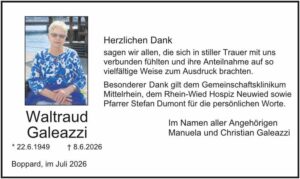 RHA 27/26 Trauerdanksagung Waltraud Galeazzi