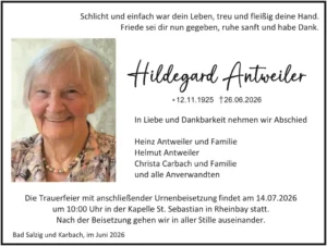 RHA 28/26 Trauer Hildegard Antweiler
