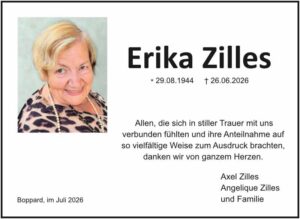 RHA 28/26 Trauerdanksagung Erika Zilles
