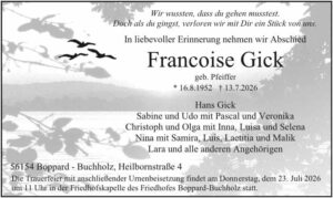 RHA 29/26 Trauer Francoise Gick