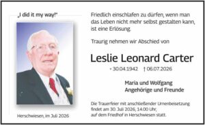 RHA 30/26 Trauer Leslie Leonard Carter