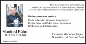 RHA 30/26 Trauerdanksagung Manfred Kühn