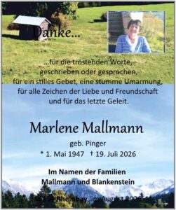 RHA 33/26 Trauerdanksagung Marlene Mallmann