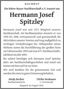 RHA 34/26 Nachruf Hermann Josef Spitzley
