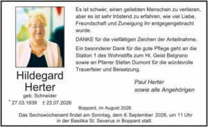RHA 34/26 Trauerdanksagung Hildegard Herter
