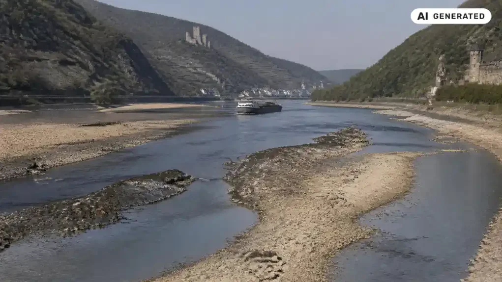 Extremes Niedrigwasser gefährtet die Schifffahrt auf dem Rhein
