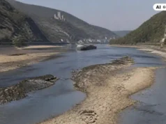 Extremes Niedrigwasser gefährtet die Schifffahrt auf dem Rhein