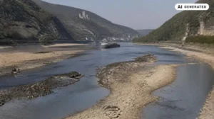 Extremes Niedrigwasser gefährtet die Schifffahrt auf dem Rhein