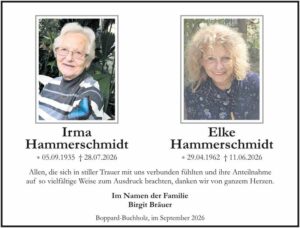 RHA 37/26 Trauerdanksagung Irma + Elke Hammerschmidt