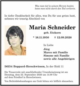 RHA 38/26 Trauer Maria Schneider