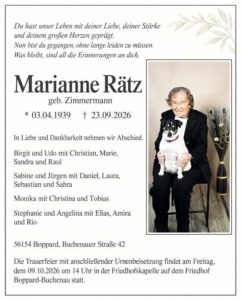 RHA 40/26 Trauer Marianne Rätz
